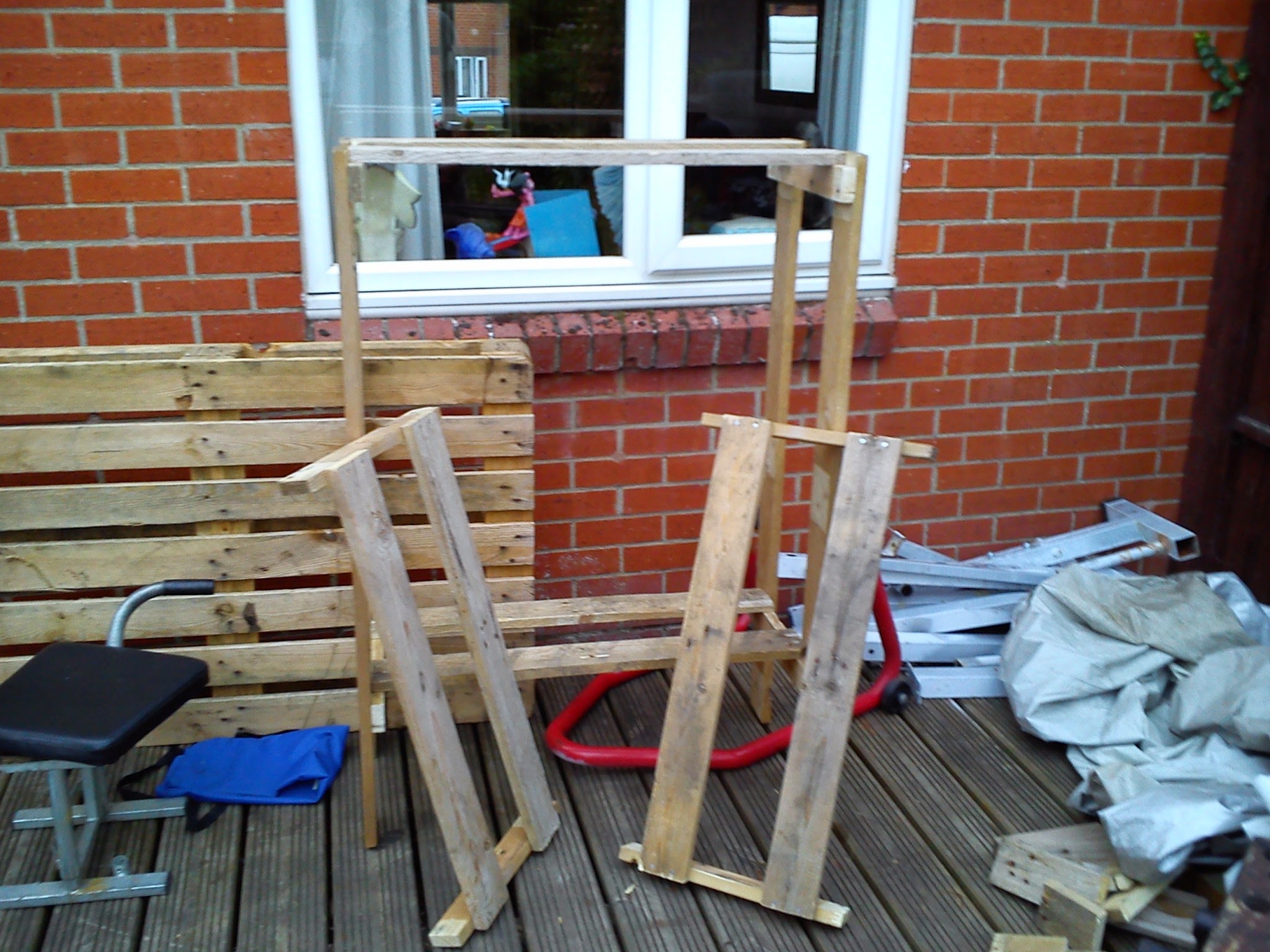 Shoe rack before attaching middle shelves