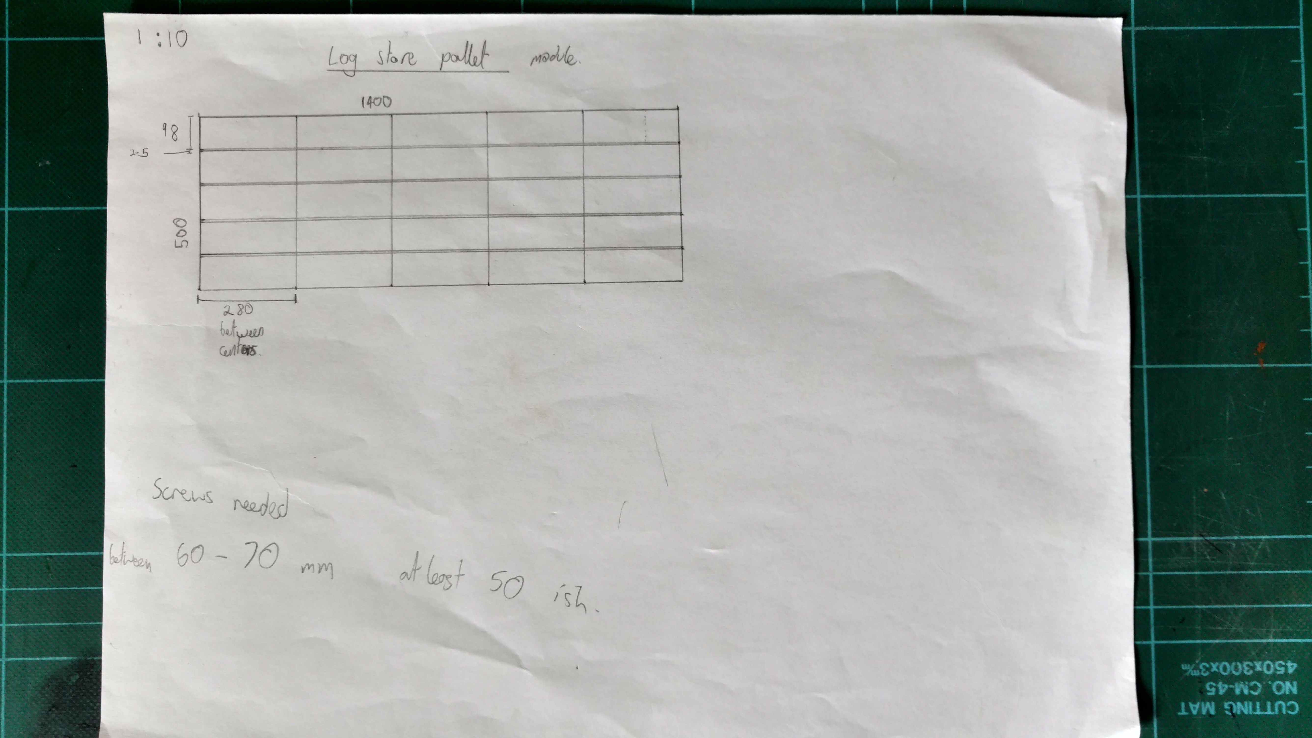 Sketches and measurements used to create the log store