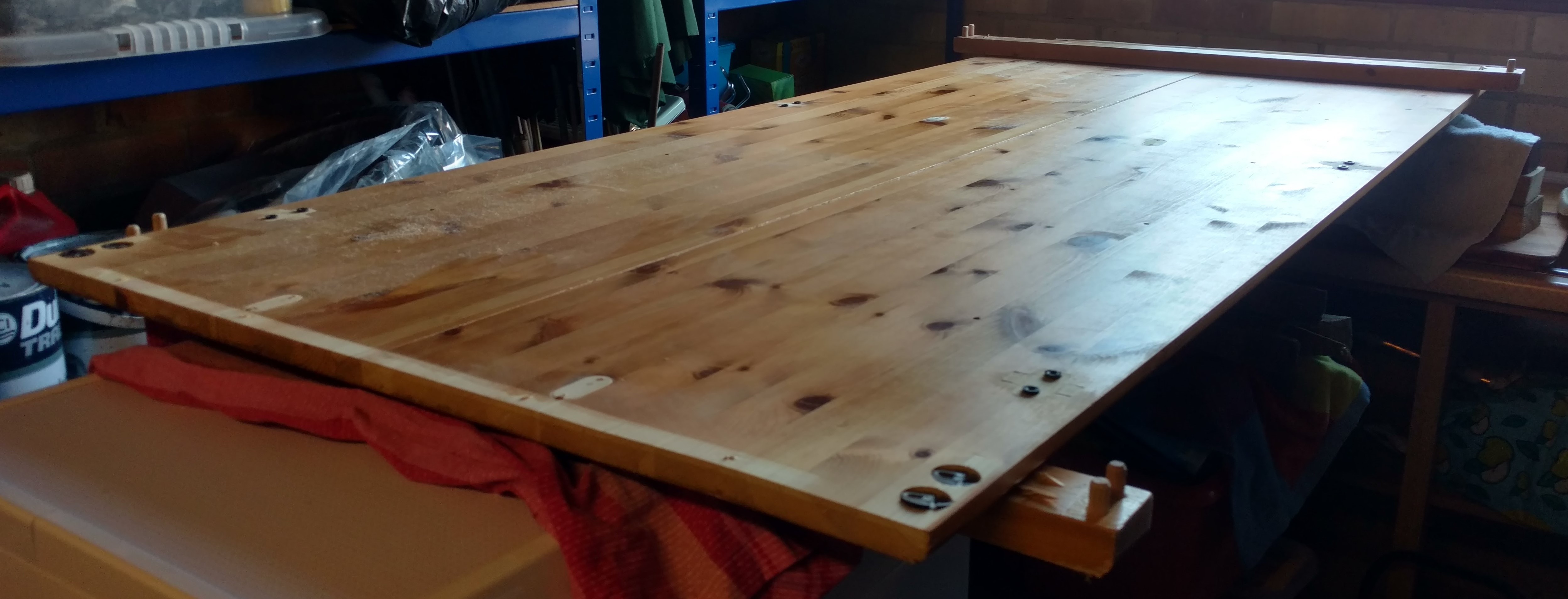 Using biscuit joints two panels of the wardrobe were attached together to make the worksurface