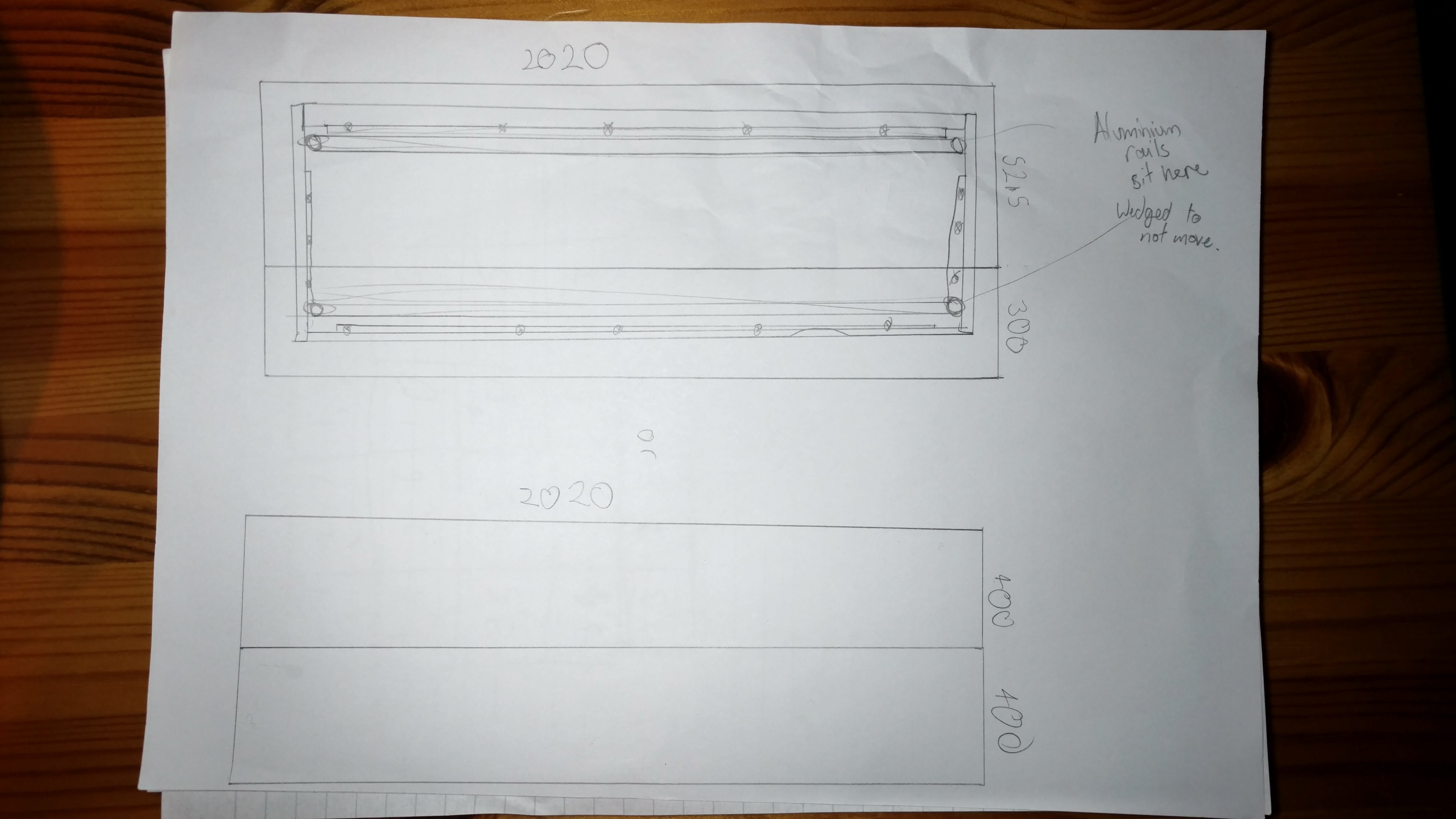 Sketch used in the creation of the desk